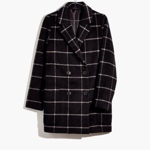 Women's Madewell Hollis Black Windowpane Coat XL EXCELLENT